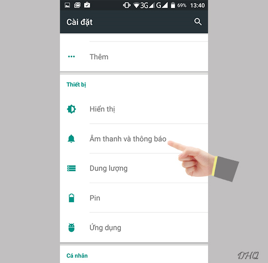 Chọn âm thanh và thông báo